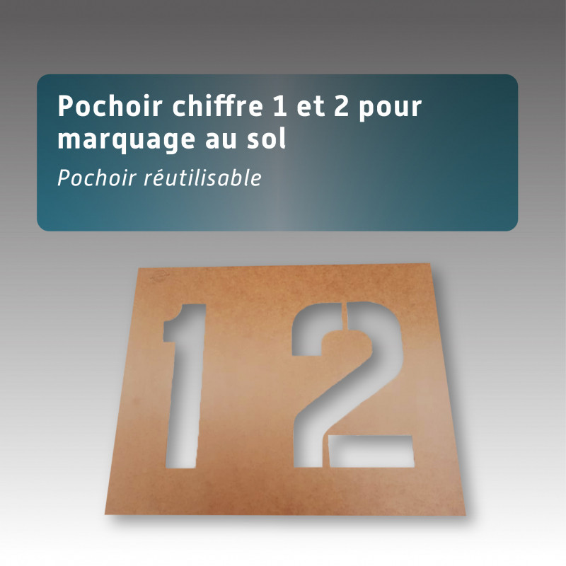 Pochoir chiffre 1 et 2 pour marquage au sol